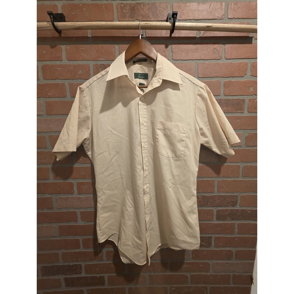 Vintage Sears Mens Button Up Shirt  15 1/2 Short Sleeve Polyester Cotton Sku8